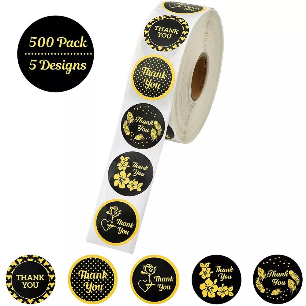 1 Roll/ 500pcs 1” Thank You Stickers